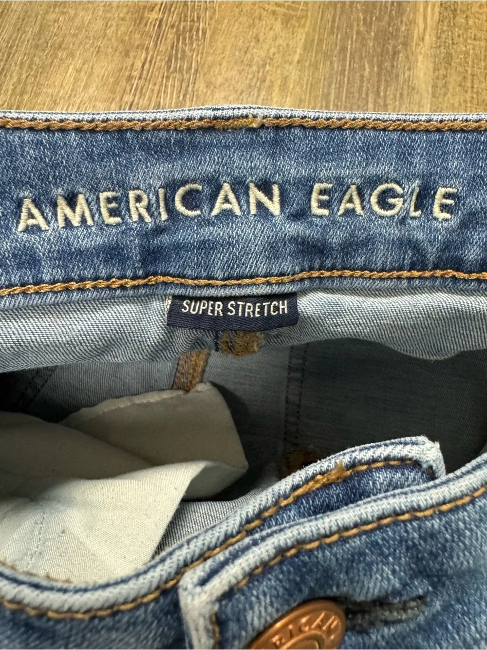 American Eagle Outfitters Blue Distressed High-Rise Denim Shorts Buttonfly